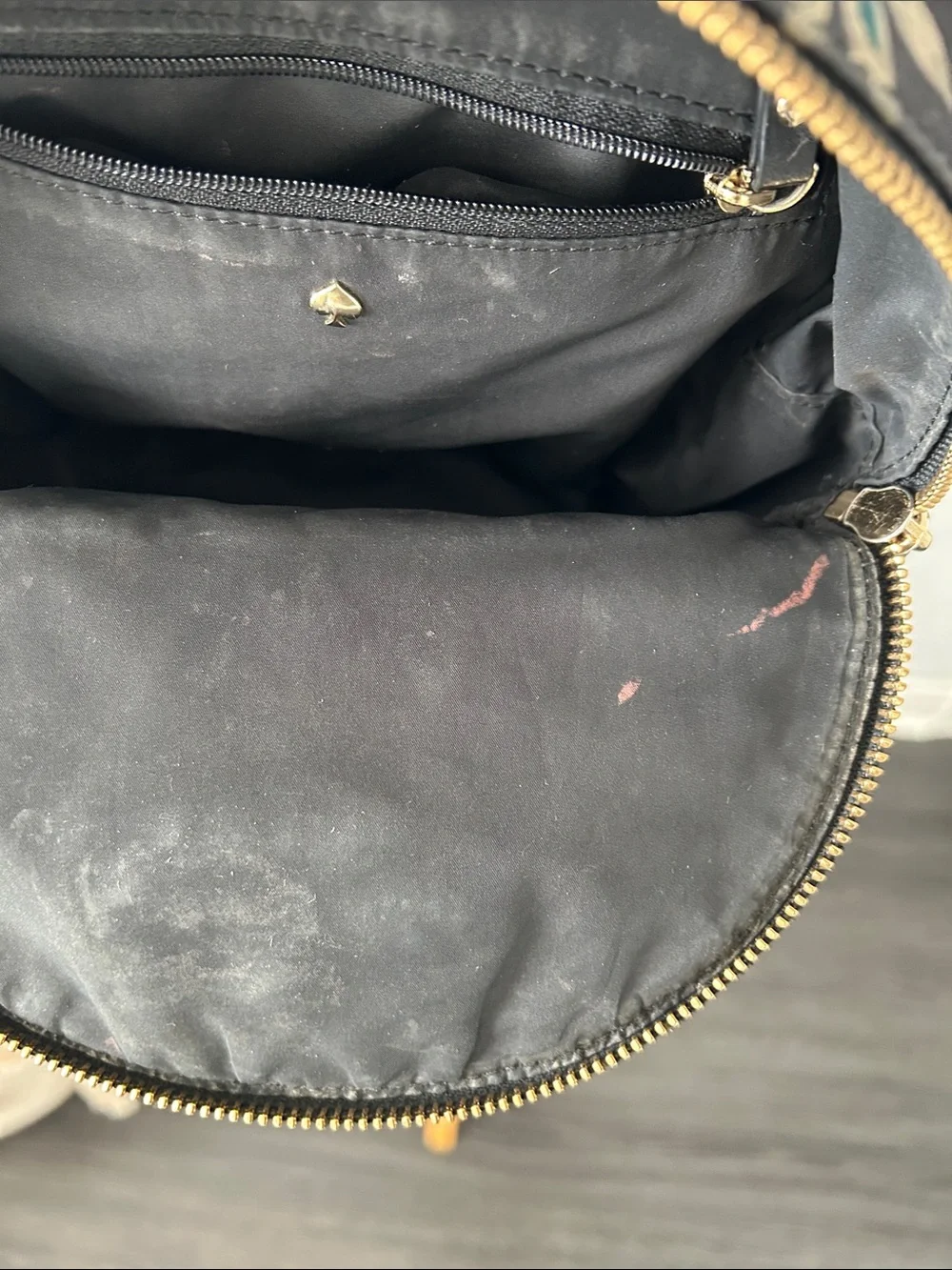 kate spade Black Floral Mini Backpack with Gold Hardware